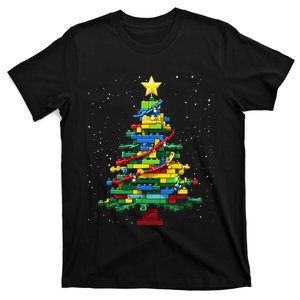 Christmas Tree Block Brick Building Xmas Master Builder T-Shirt