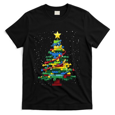 Christmas Tree Block Brick Building Xmas Master Builder T-Shirt