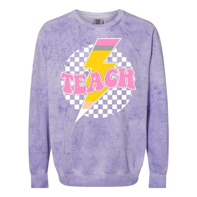 Checkered Teach Back To School Teacher Colorblast Crewneck Sweatshirt