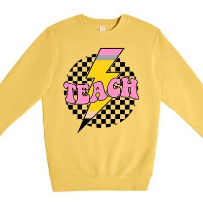 Checkered Teach Back To School Teacher Premium Crewneck Sweatshirt