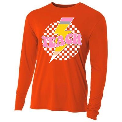 Checkered Teach Back To School Teacher Cooling Performance Long Sleeve Crew