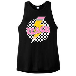 Checkered Teach Back To School Teacher Ladies PosiCharge Tri-Blend Wicking Tank