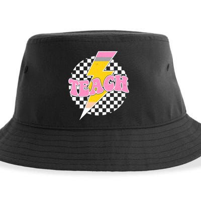 Checkered Teach Back To School Teacher Sustainable Bucket Hat
