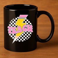 Checkered Teach Back To School Teacher 11oz C Handle Ceramic Mug