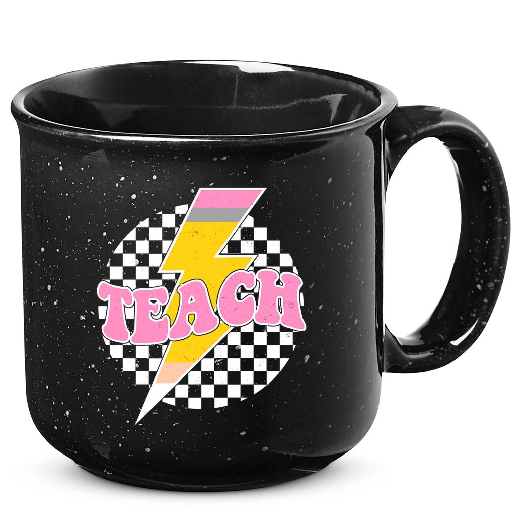 Checkered Teach Back To School Teacher 15oz Campfire Ceramic Mug