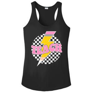 Checkered Teach Back To School Teacher Ladies PosiCharge Competitor Racerback Tank