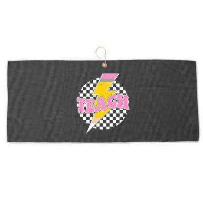 Checkered Teach Back To School Teacher Large Microfiber Waffle Golf Towel