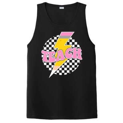 Checkered Teach Back To School Teacher PosiCharge Competitor Tank