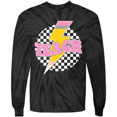 Checkered Teach Back To School Teacher Tie-Dye Long Sleeve Shirt