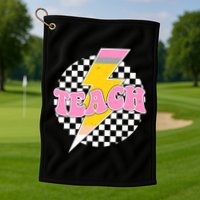 Checkered Teach Back To School Teacher Golf Towel