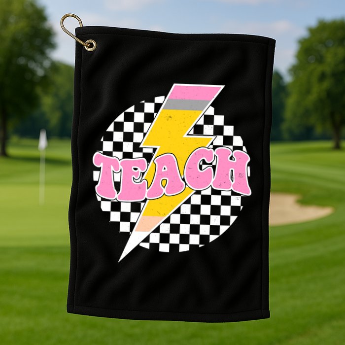 Checkered Teach Back To School Teacher Golf Towel