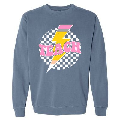 Checkered Teach Back To School Teacher Garment-Dyed Sweatshirt