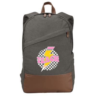 Checkered Teach Back To School Teacher Cotton Canvas Backpack