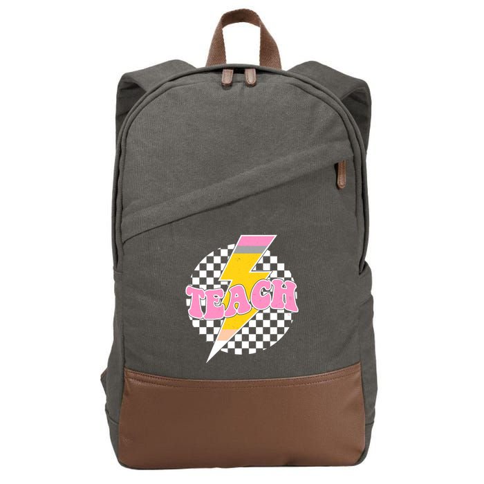 Checkered Teach Back To School Teacher Cotton Canvas Backpack