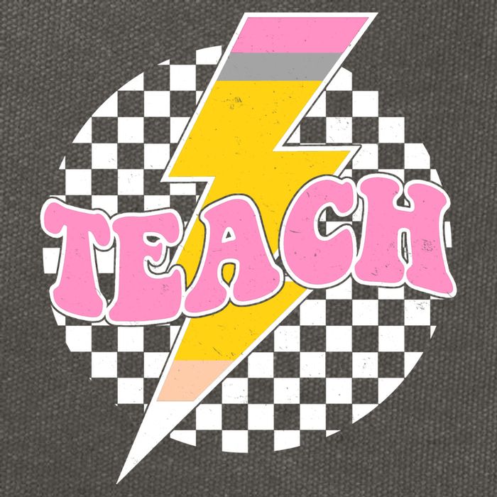 Checkered Teach Back To School Teacher Cotton Canvas Backpack