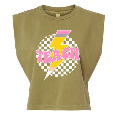 Checkered Teach Back To School Teacher Garment-Dyed Women's Muscle Tee