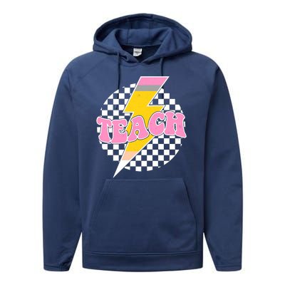 Checkered Teach Back To School Teacher Performance Fleece Hoodie