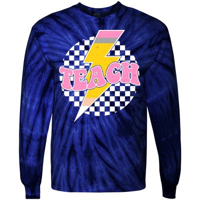 Checkered Teach Back To School Teacher Tie-Dye Long Sleeve Shirt