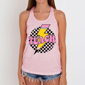 Checkered Teach Back To School Teacher Women's Knotted Racerback Tank