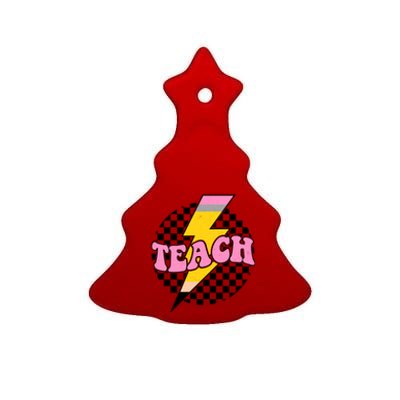 Checkered Teach Back To School Teacher Ceramic Tree Ornament