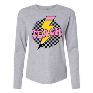 Checkered Teach Back To School Teacher Womens Cotton Relaxed Long Sleeve T-Shirt