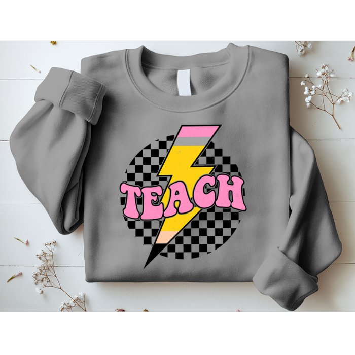 Checkered Teach Back To School Teacher Sweatshirt