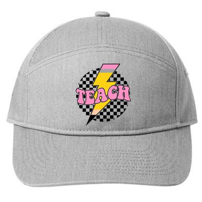 Checkered Teach Back To School Teacher 7-Panel Snapback Hat