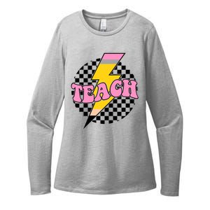 Checkered Teach Back To School Teacher Womens CVC Long Sleeve Shirt