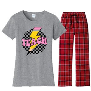 Checkered Teach Back To School Teacher Women's Flannel Pajama Set