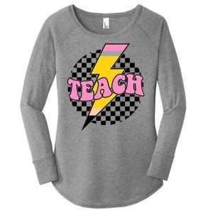 Checkered Teach Back To School Teacher Women's Perfect Tri Tunic Long Sleeve Shirt