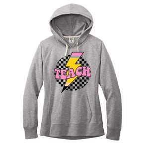 Checkered Teach Back To School Teacher Women's Fleece Hoodie