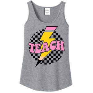 Checkered Teach Back To School Teacher Ladies Essential Tank