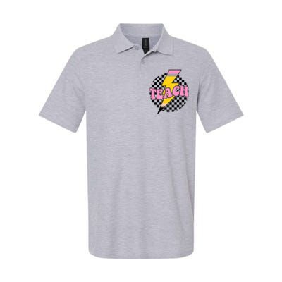 Checkered Teach Back To School Teacher Softstyle Adult Sport Polo