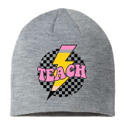 Checkered Teach Back To School Teacher Sustainable Beanie