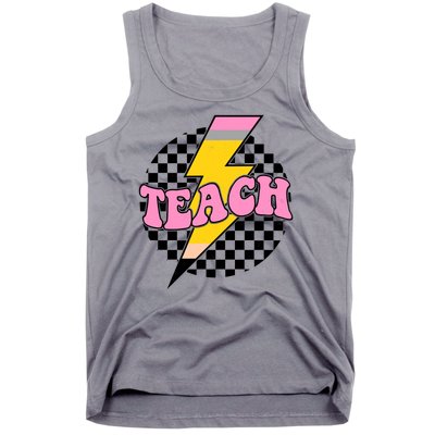 Checkered Teach Back To School Teacher Tank Top