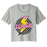 Checkered Teach Back To School Teacher Women's Crop Top Tee