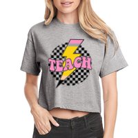 Checkered Teach Back To School Teacher Women's Crop Top Tee
