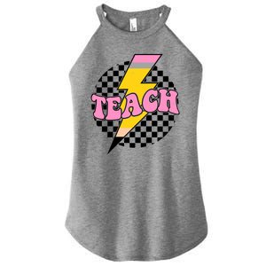 Checkered Teach Back To School Teacher Women's Perfect Tri Rocker Tank