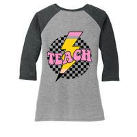 Checkered Teach Back To School Teacher Women's Tri-Blend 3/4-Sleeve Raglan Shirt