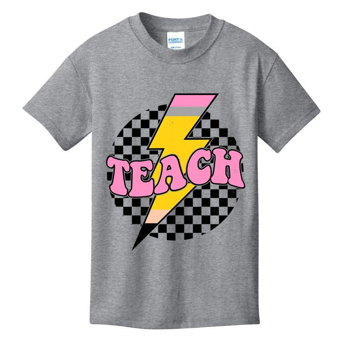 Checkered Teach Back To School Teacher Kids T-Shirt