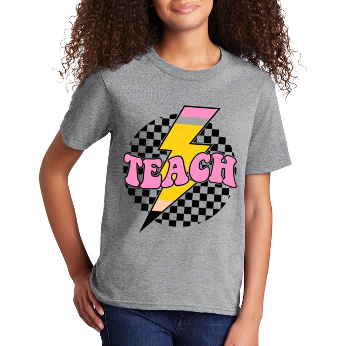 Checkered Teach Back To School Teacher Kids T-Shirt