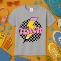 Checkered Teach Back To School Teacher Kids T-Shirt