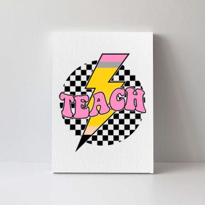 Checkered Teach Back To School Teacher Canvas