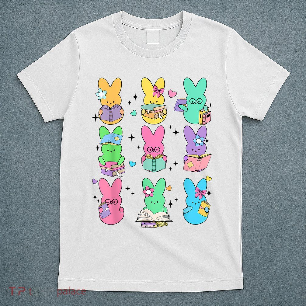 Cute Teacher Bunny Rabbit Reading Easter Bunnies Book Lovers T-Shirt