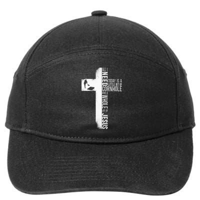 Cornhole Team Bean Bag Player Champ Cross Faith Jesus 7-Panel Snapback Hat