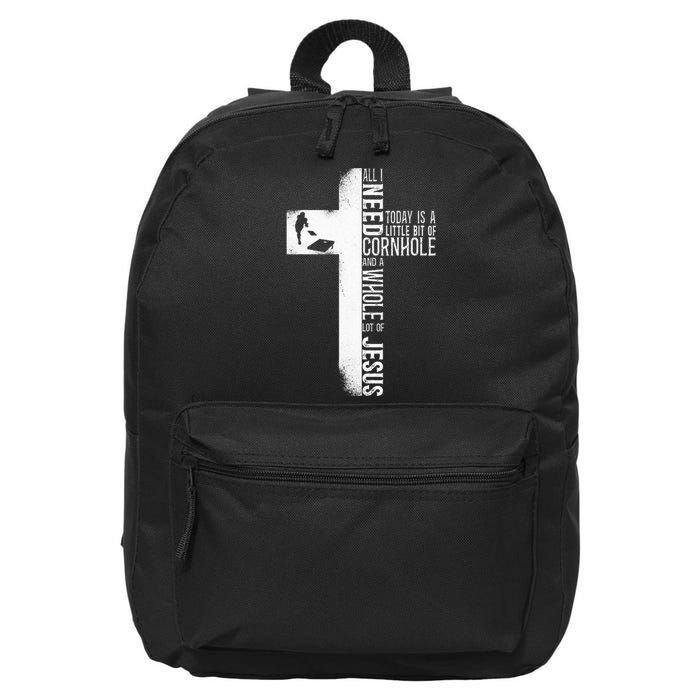 Cornhole Team Bean Bag Player Champ Cross Faith Jesus 16 in Basic Backpack