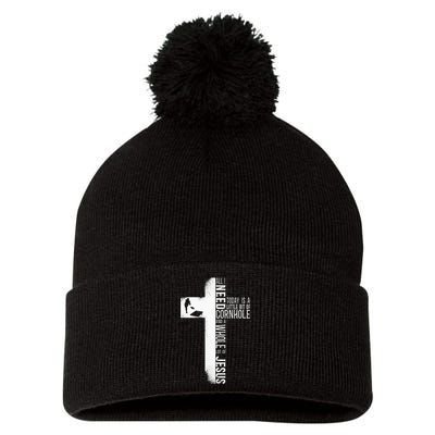 Cornhole Team Bean Bag Player Champ Cross Faith Jesus Pom Pom 12in Knit Beanie