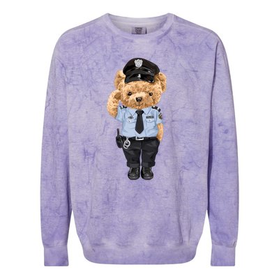 Cute Teddy Bear In Police Uniform Colorblast Crewneck Sweatshirt