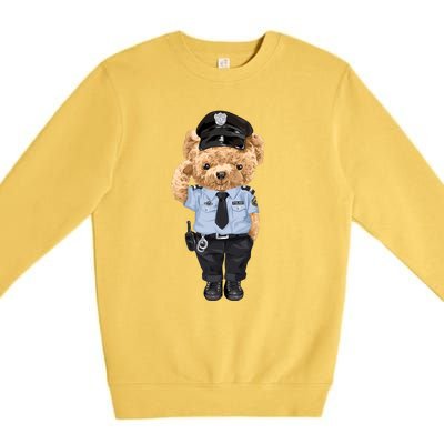 Cute Teddy Bear In Police Uniform Premium Crewneck Sweatshirt