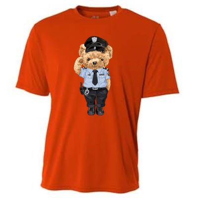 Cute Teddy Bear In Police Uniform Cooling Performance Crew T-Shirt